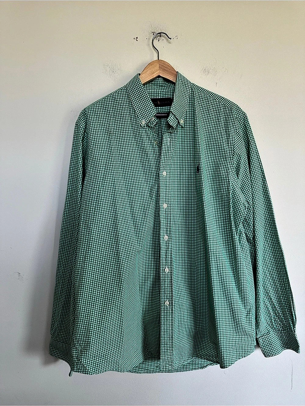 Ralph Lauren Men's Gingham Cotton Button Down Size Large
